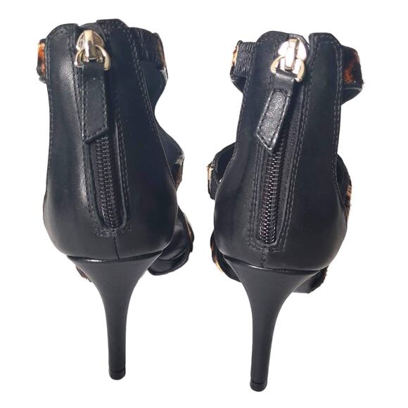 Sandro Paris Alessia Heels Brown Leather Caged Gladiator Animal Print Size 37 6 - Picture 4 of 16